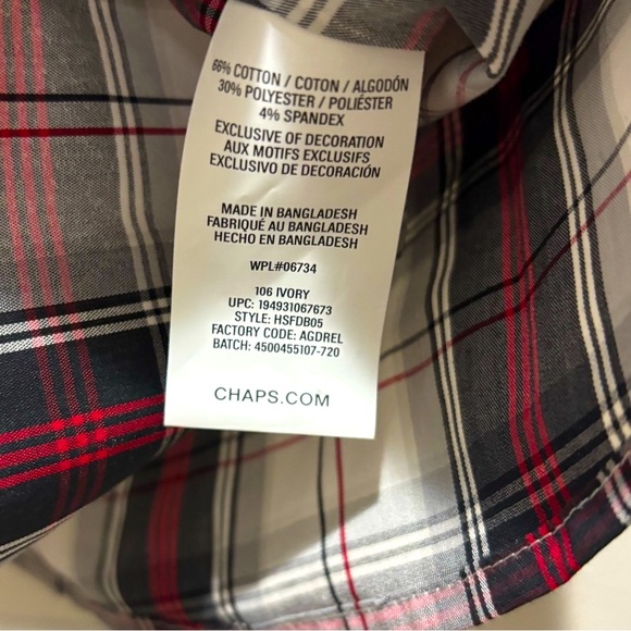 NWT Chaps Plaid Button Down Boys XXS 4-5, Red, White Black Christmas - Picture 7 of 8